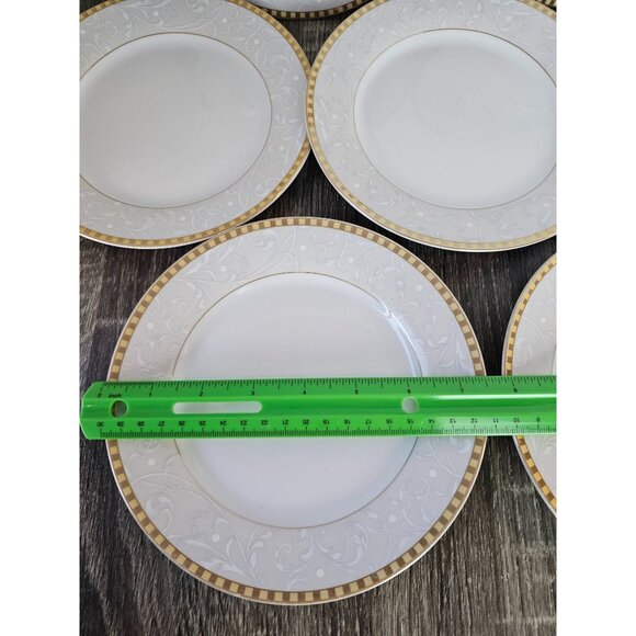 The Bavaria Collection by Casa Elite 7 1/2" Dessert Plates Gold Tone Trim(Set 7) - Picture 7 of 8